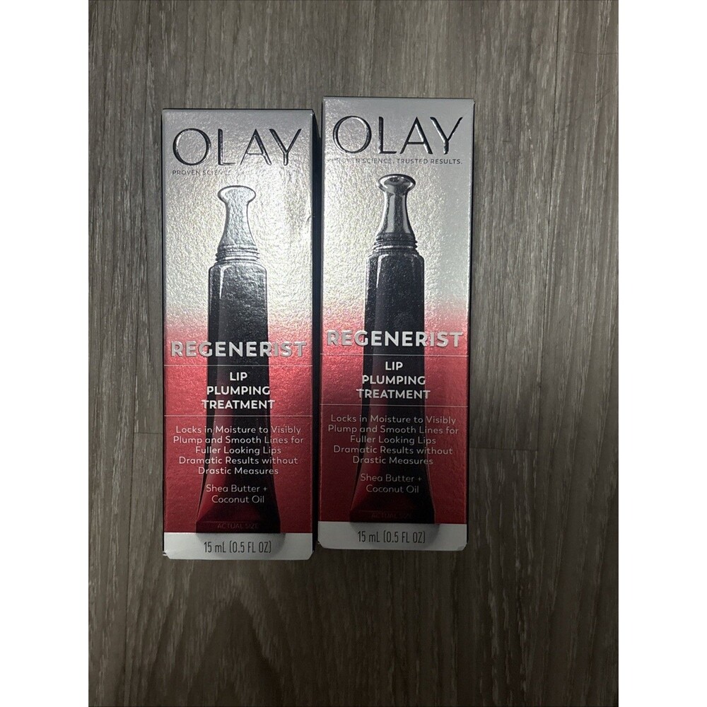 2- Olay Regenerist Lip Plumping Treatment Shea Butter  Coconut Oil 0.5oz